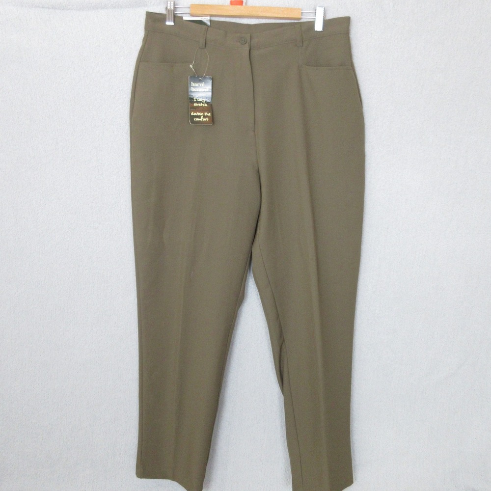 Harvé Benard Women's Size 16 Olive Green Stretch Dress Pants Career‎ Trousers